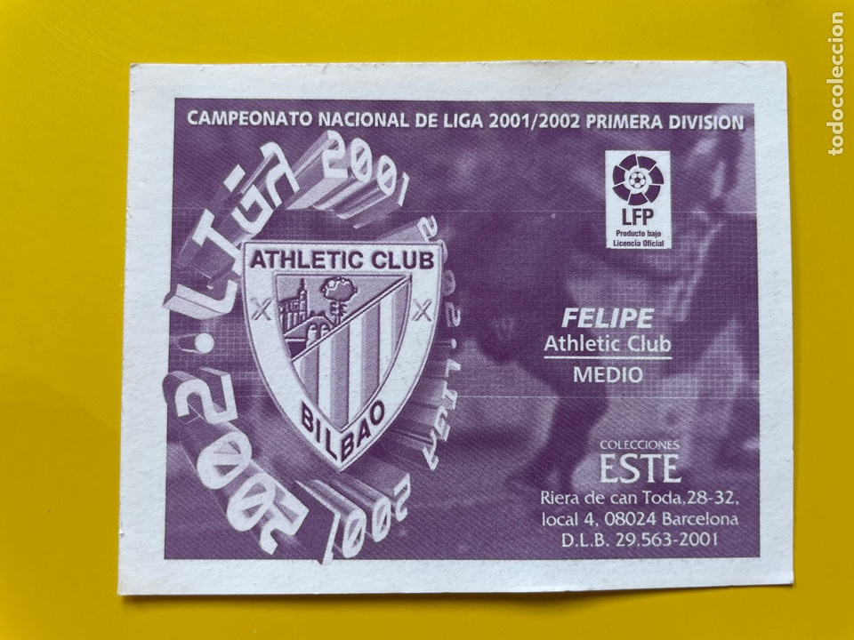 Cromos de f&uacute;tbol: Felipe Liga Este 2001-02 2001 2002 - Foto 2
