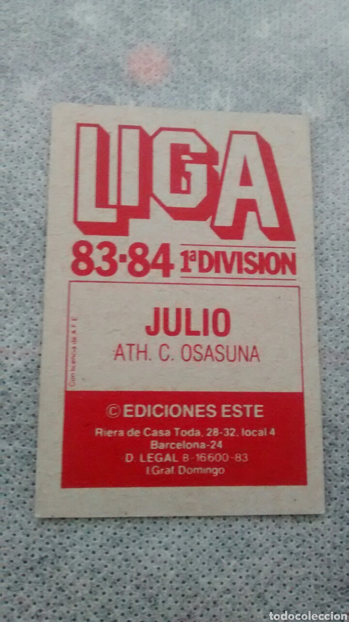 Cromos de f&uacute;tbol: JULIO, OSASUNA, ESTE 83 84 - Foto 2