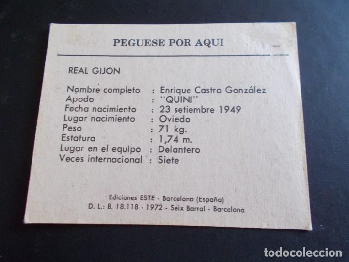 Cromos de f&uacute;tbol: ESTE 72-73 QUINI SPORTING RECUPERADO - Foto 2