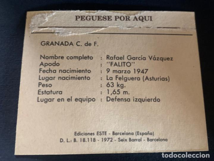 Cromos de f&uacute;tbol: CROMO GRANADA 72-73 ESTE FALITO - Foto 2