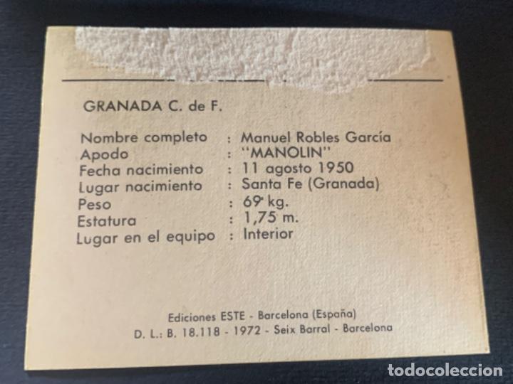 Cromos de f&uacute;tbol: CROMO GRANADA 72-73 ESTE MANOLIN - Foto 2