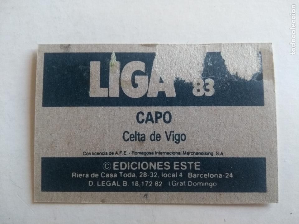 Cromos de f&uacute;tbol: ESTE 82-83 1982 1983 capo celta DESPEGADO - Foto 2