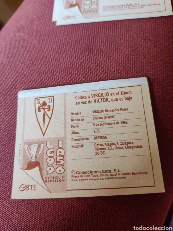 Cromos de f&uacute;tbol: Virgilio Compostela este 1995 1996 95 96 - Foto 2