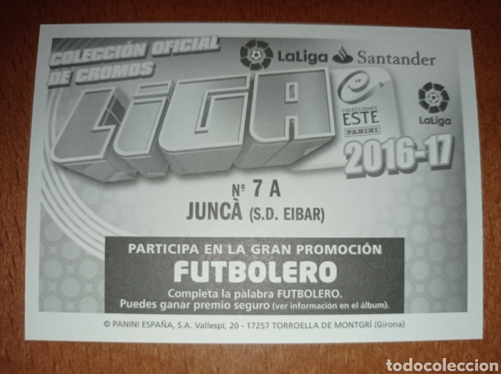 Cromos de f&uacute;tbol: Junca n&deg;7A liga este 16/17 Eibar - Foto 2
