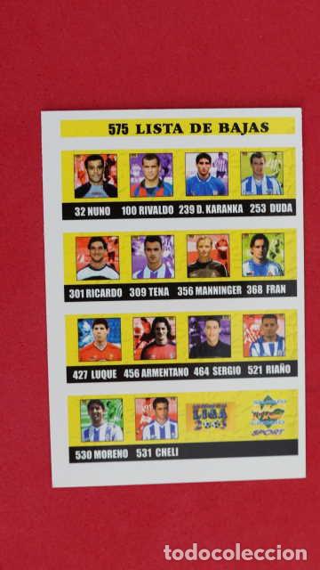 Fu&szlig;ball-Sticker: LISTA DE BAJAS, MUNDICROMO, LIGA 2002/2003, MUNDI CROMO 02/03, NUMERO 575.