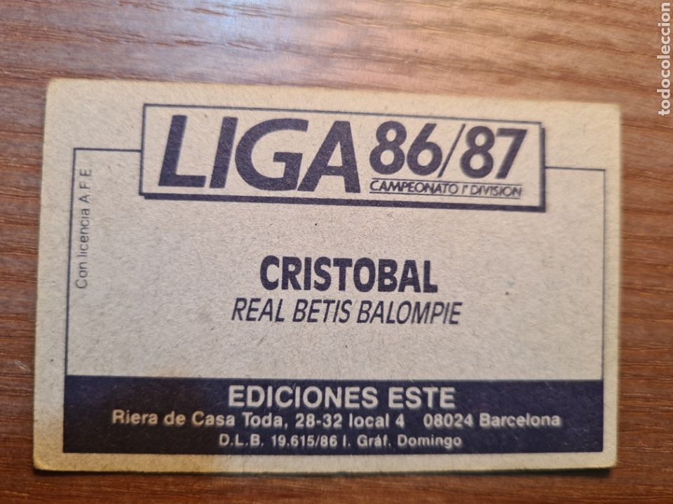 Cromos de f&uacute;tbol: ESTE 86 87 CRISTOBAL BETIS NUNCA PEGADO - Foto 2