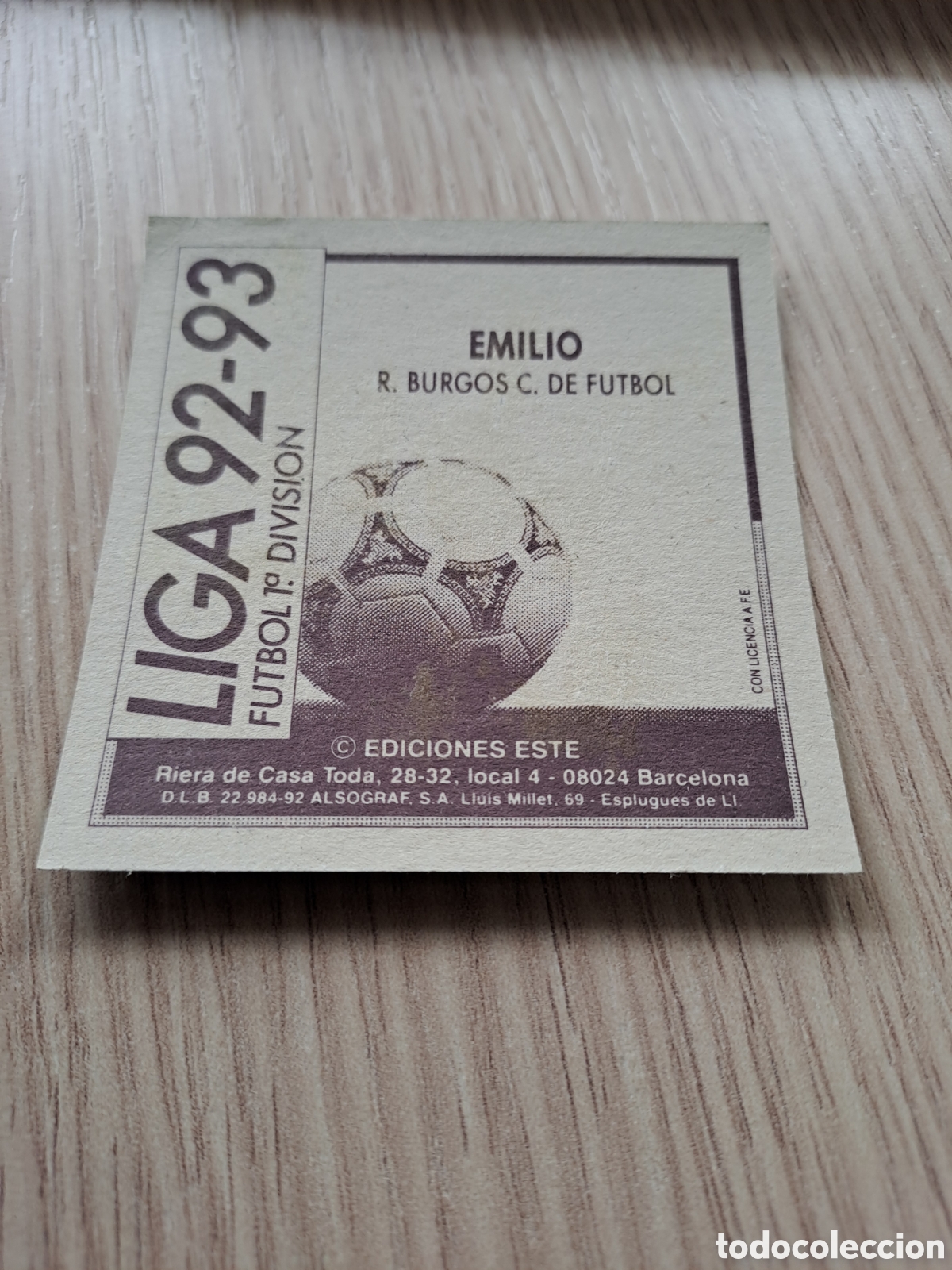 Cromos de f&uacute;tbol: EDICIONES ESTE 92 93 BURGOS EMILIO - Foto 2