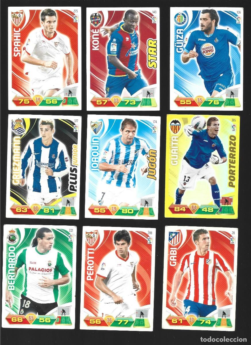 Cromos de F&uacute;tbol: 1 lote de 9 cromos adrenalyn liga 2011-2012
