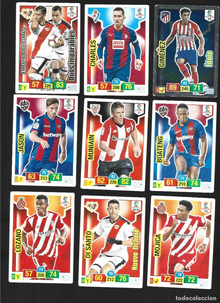 Cromos de F&uacute;tbol: 1 lote de 9 cromos adrenalyn liga 2018-2019