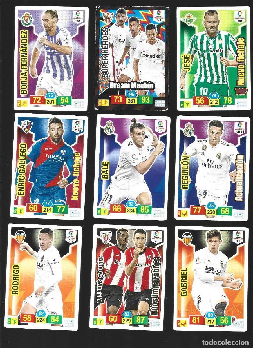 Cromos de F&uacute;tbol: 1 lote de 9 cromos adrenalyn liga 2018-2019