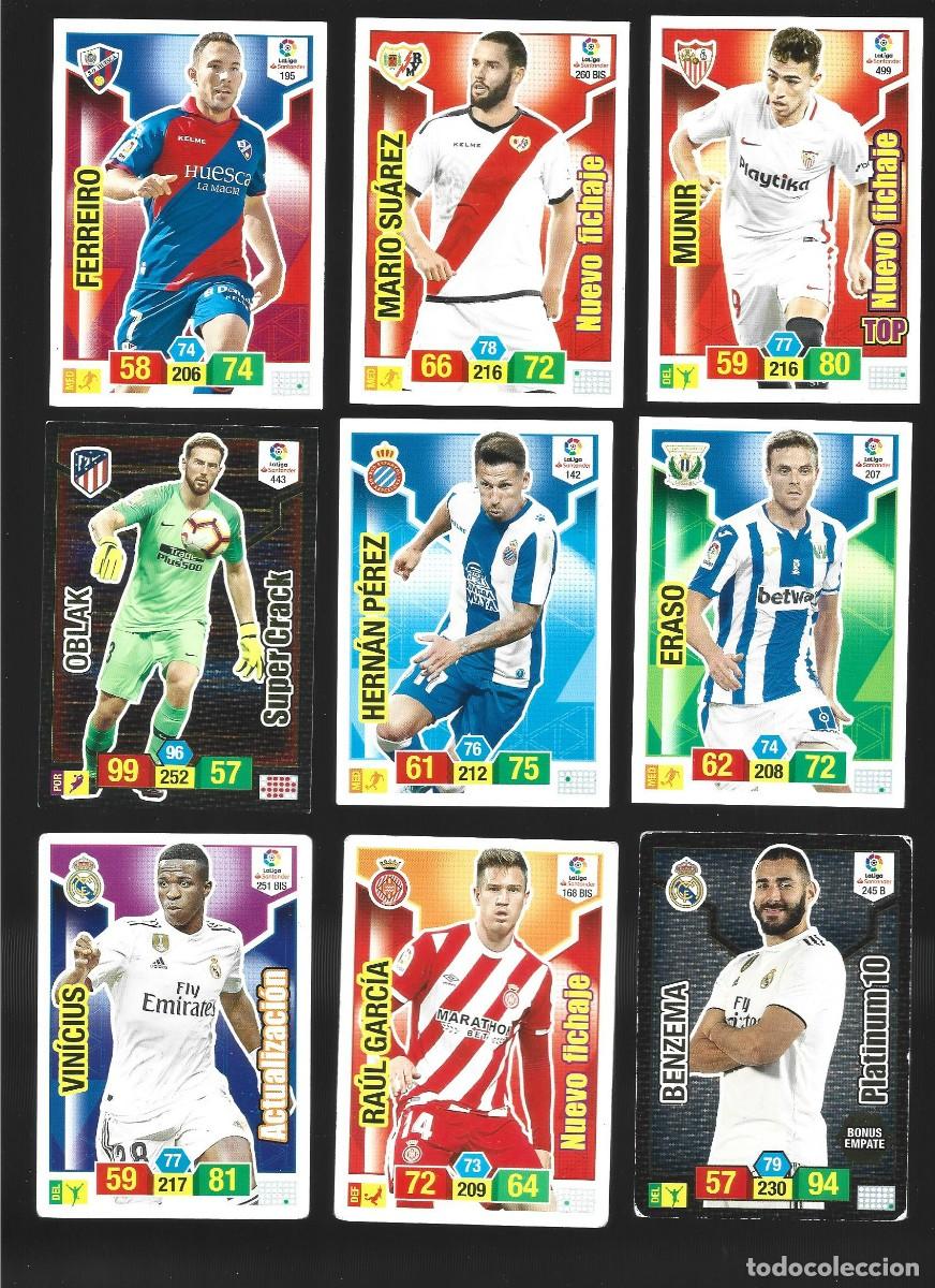 Cromos de F&uacute;tbol: 1 lote de 9 cromos adrenalyn liga 2018-2019