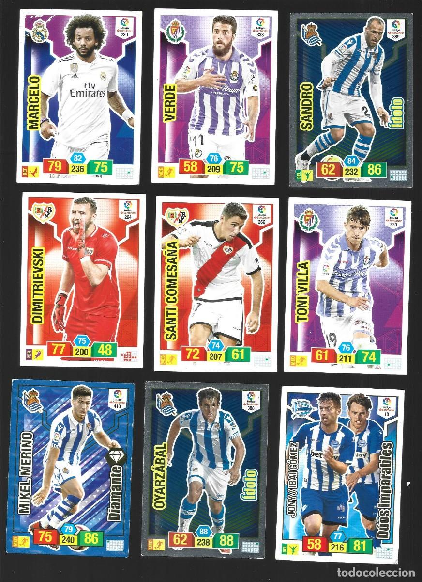 Cromos de F&uacute;tbol: 1 lote de 9 cromos adrenalyn liga 2018-2019