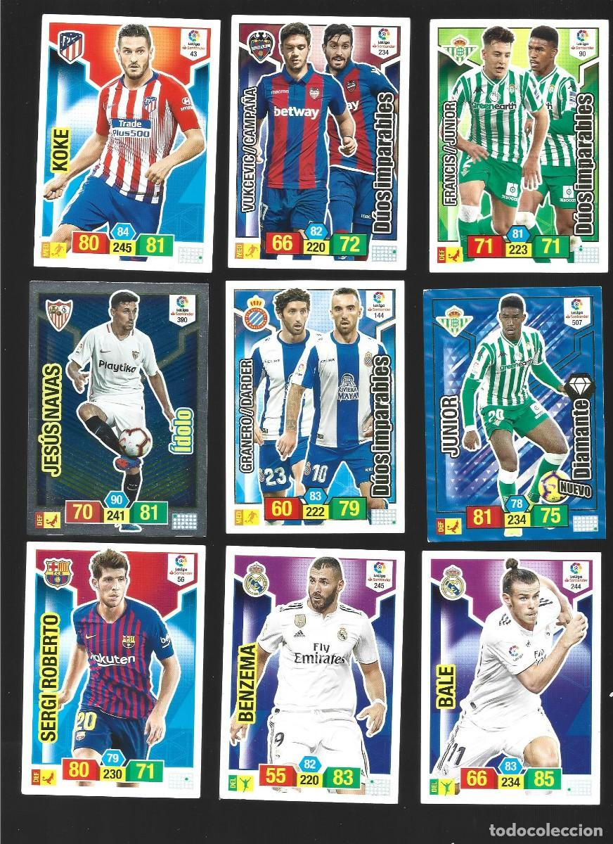 Cromos de F&uacute;tbol: 1 lote de 9 cromos adrenalyn liga 2018-2019