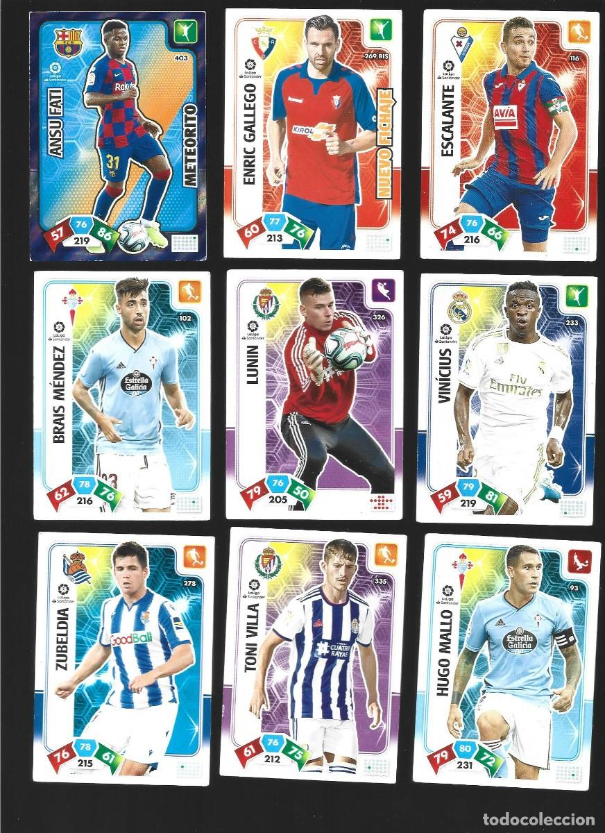 Cromos de F&uacute;tbol: 1 lote de 9 cromos adrenalyn liga 2019-2020