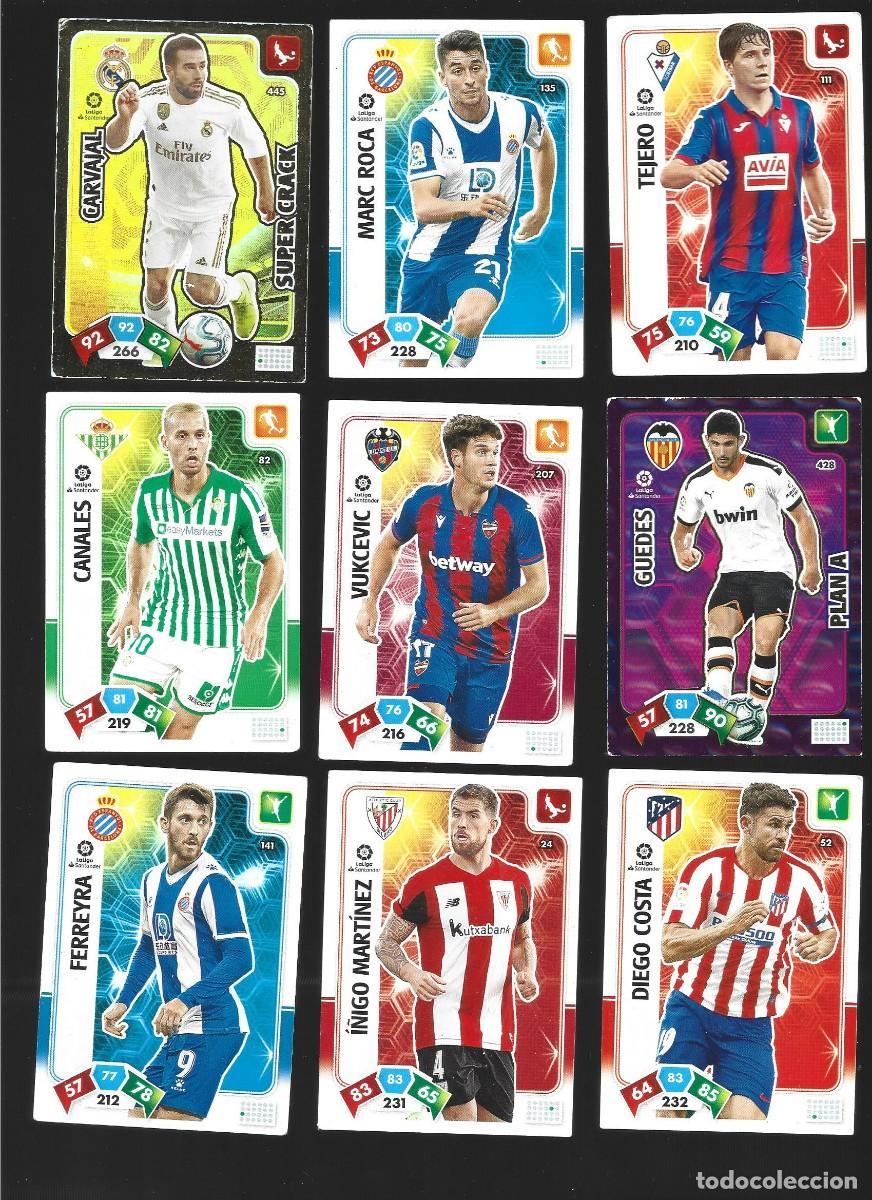Cromos de F&uacute;tbol: 1 lote de 9 cromos adrenalyn liga 2019-2020