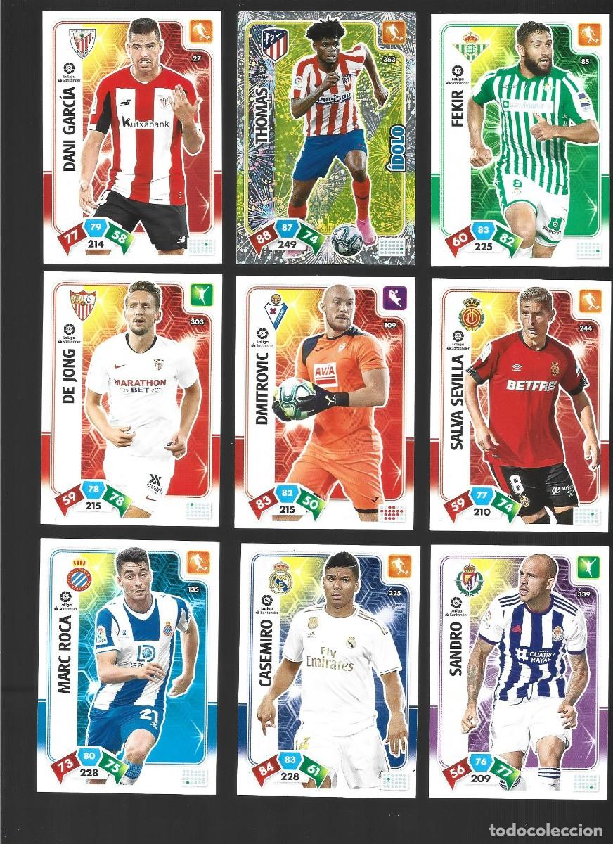 Cromos de F&uacute;tbol: 1 lote de 9 cromos adrenalyn liga 2019-2020