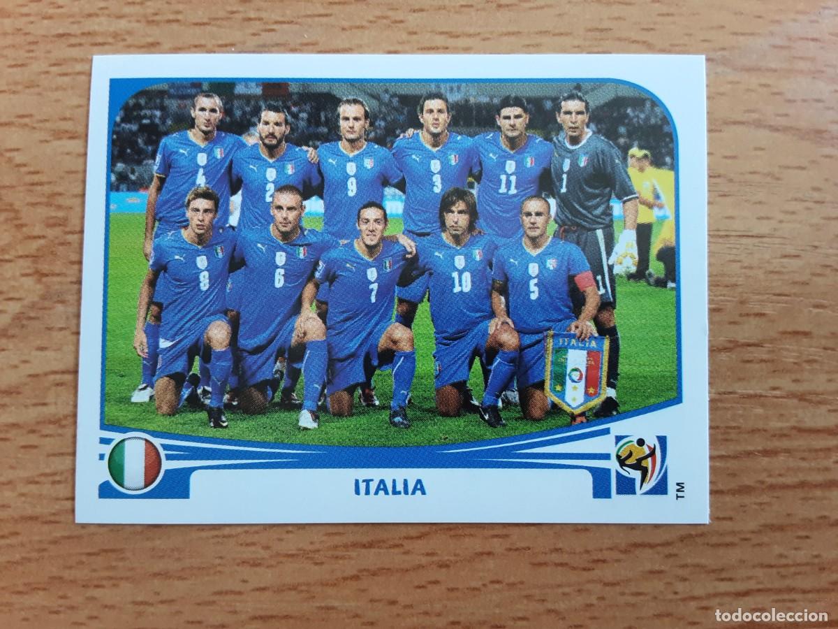 Fu&szlig;ball-Sticker: CROMO FUTBOL MUNDIAL 2010 PANINI 410.ALINEACION-ITALIA-NUNCA PEGADO
