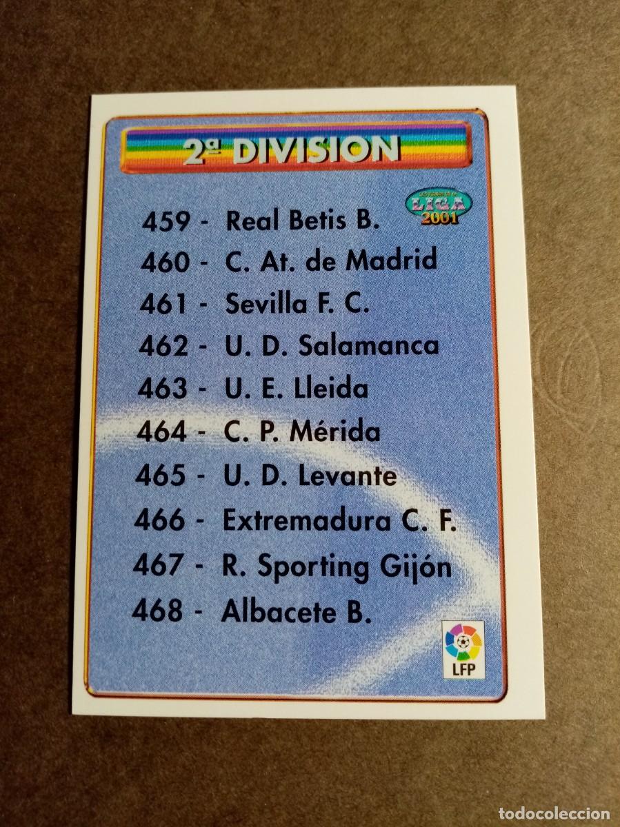 Cromos de F&uacute;tbol: N&ordm; 458 LISTA 2&ordf; DIVISION, AZUL CON MERIDA, FICHAS LIGA 2001, 2000 2001 , 00 01, MUNDICROMO
