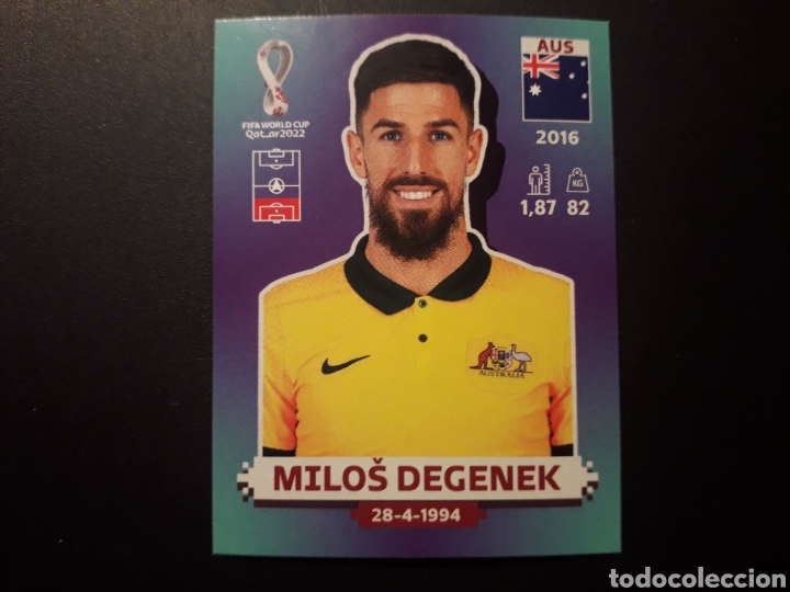 Fu&szlig;ball-Sticker: MILO&Scaron; DEGENEK AUSTRALIA N&deg; 6 COPA MUNDIAL DE F&Uacute;TBOL QATAR 2022 22 PANINI SIN PEGAR PEDIDO M&Iacute;NIMO 3&euro;.