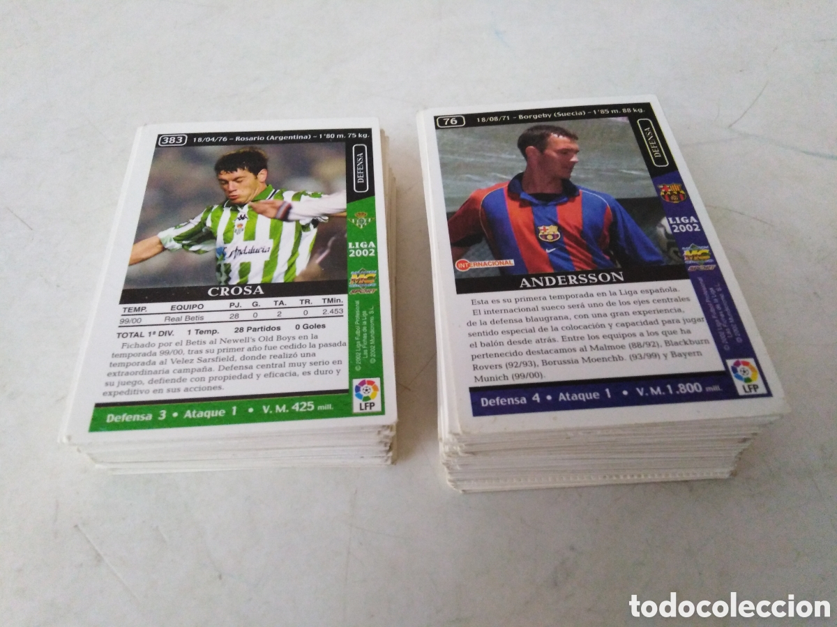 Figurine di Calcio: Lote de 132 cromos de f&uacute;tbol LAS FICHAS DE LA LIGA 2002 ( MUNDICROMO SPORT )