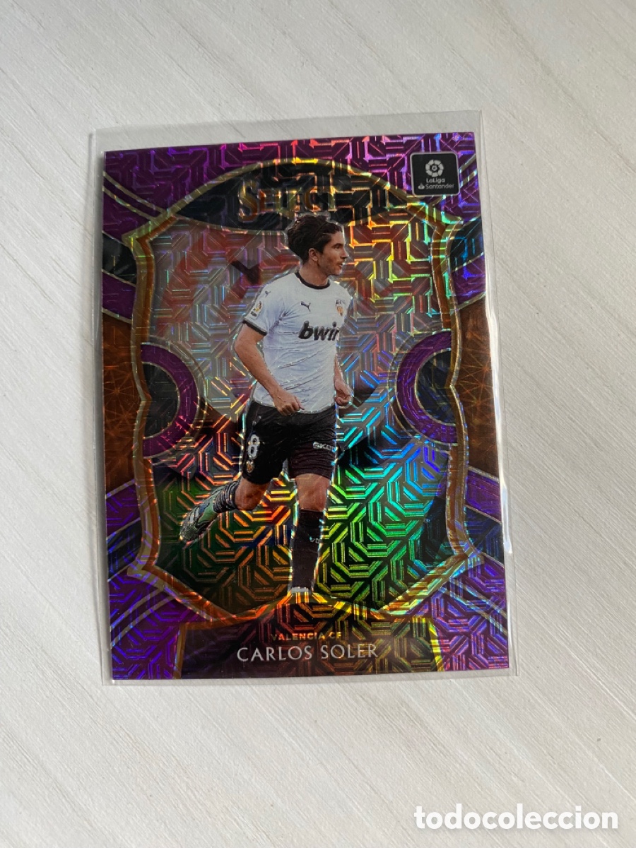 Cromos de f&uacute;tbol: Carlos Soler Valencia CF PANINI 2020 2021 Select Chronicles Purple Mojo
