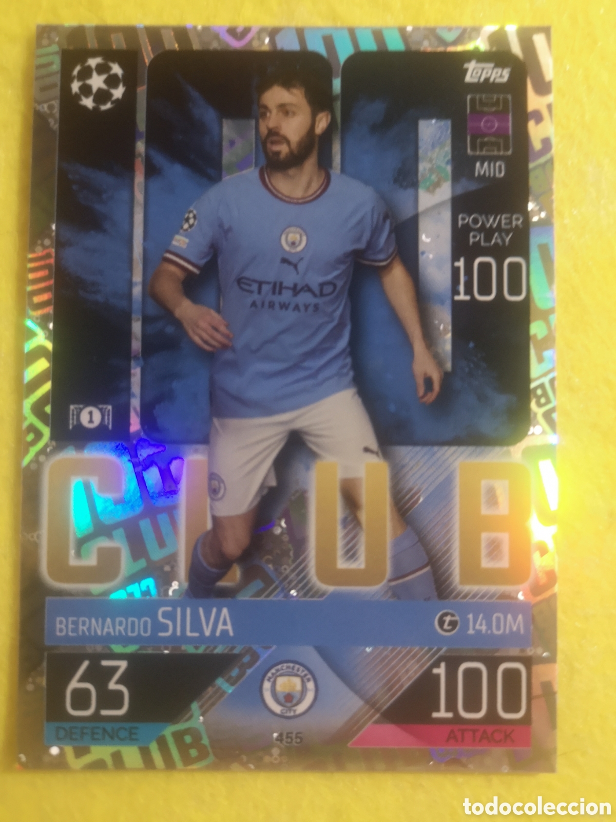 Cromos de f&uacute;tbol: TOPPS MATCH ATTAX 2022 - 2023 - 100 CLUB - CHAMPIONS - BERNARDO SILVA 455 - MANCHESTER CITY