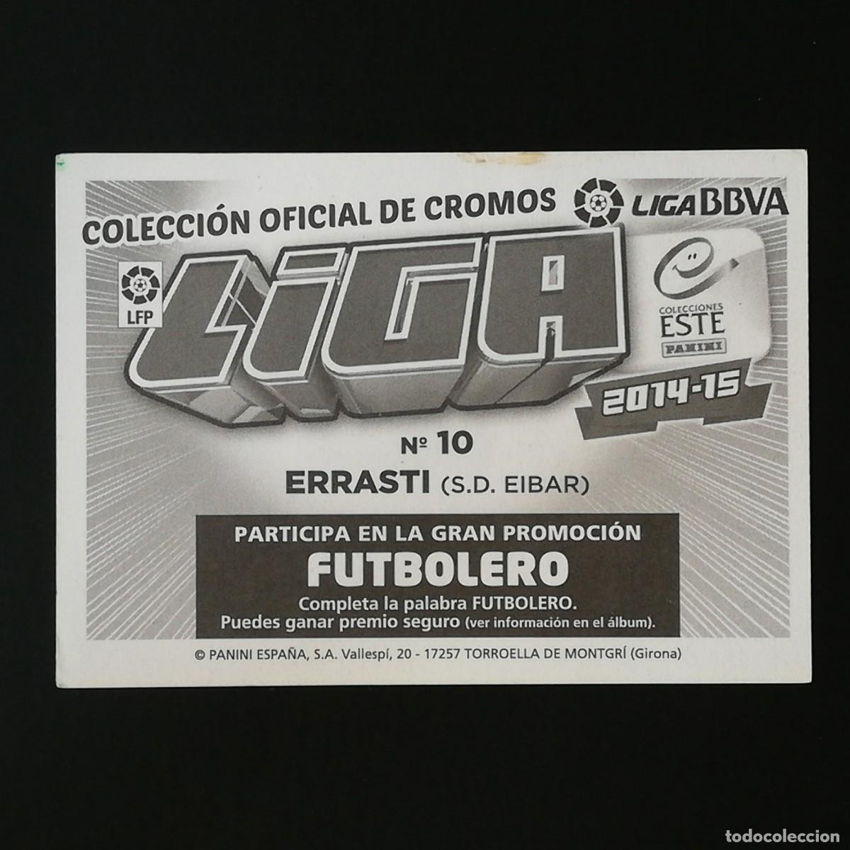 Cromos de f&uacute;tbol: #220 10 ERRASTI - SD EIBAR EDICIONES ESTE 2014 2015 14 15 - Foto 2