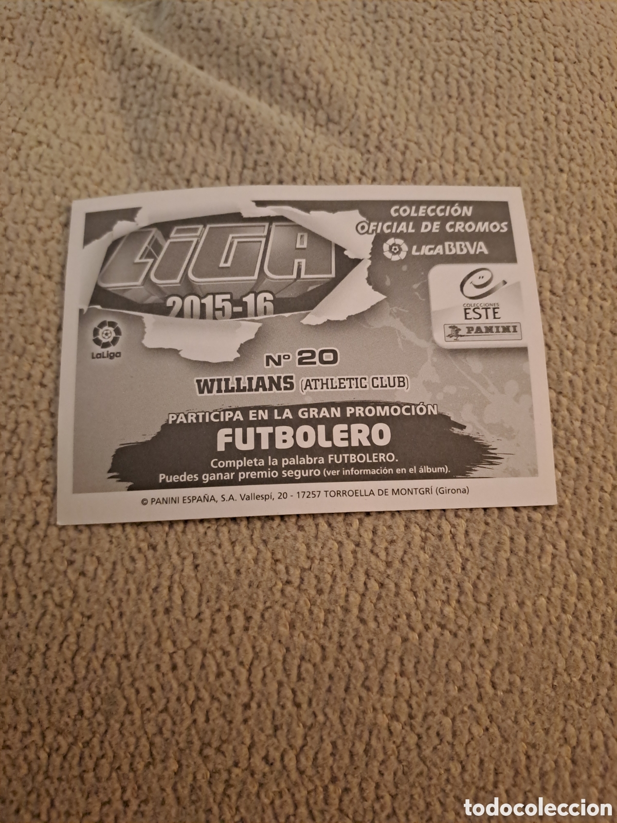 Cromos de f&uacute;tbol: EDICIONES ESTE 2015 2016 WILLIAMS ERROR ATH BILBAO WILLIANS TRASERA - Foto 2