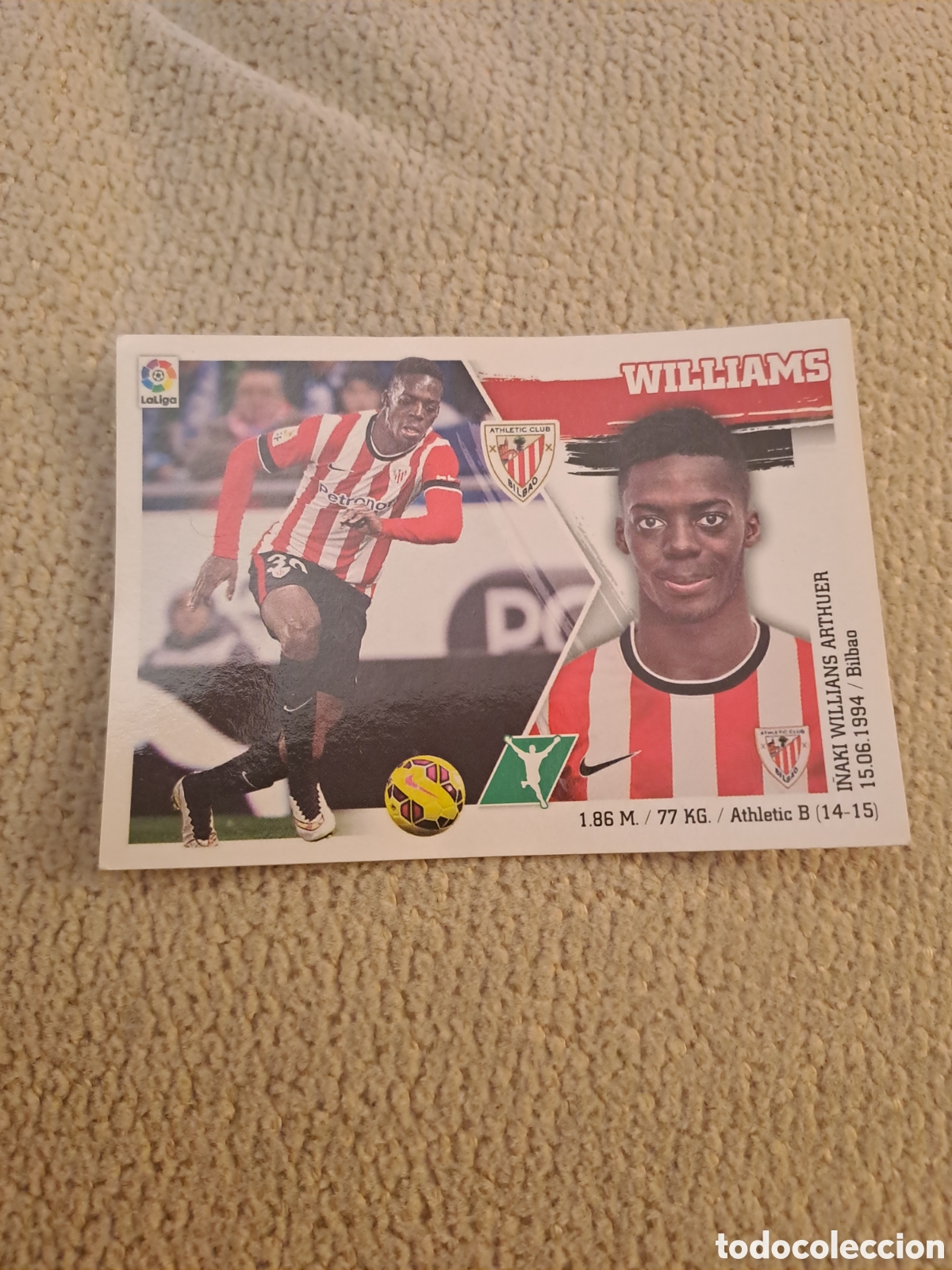 Cromos de f&uacute;tbol: EDICIONES ESTE 2015 2016 WILLIAMS ERROR ATH BILBAO WILLIANS TRASERA - Foto 1