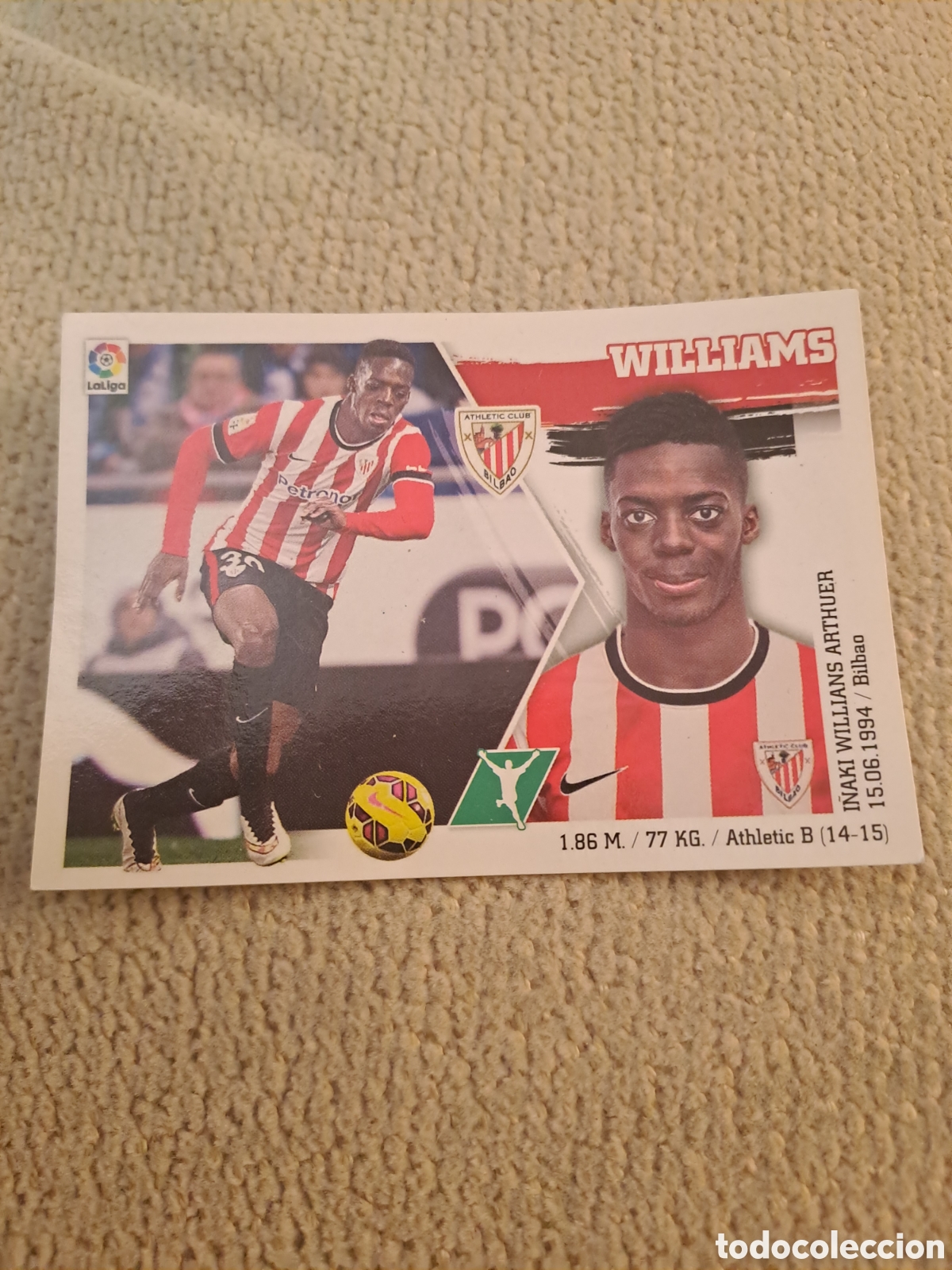 Cromos de f&uacute;tbol: EDICIONES ESTE 2015 2016 WILLIAMS ERROR ATH BILBAO WILLIANS TRASERA - Foto 1