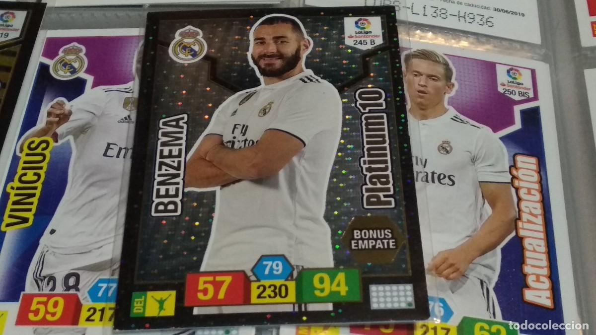 Cromos de f&uacute;tbol: ADRENALYN XL 2018 2019 PANINI N&ordm; 245 B BENZEMA PLATINUM 10 -REAL MADRID CROMO LIGA 18 19