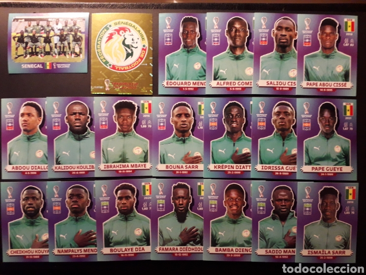 Cromos de Futebol: 20 CROMOS SENEGAL EQUIPO COMPLETO COPA MUNDIAL DE F&Uacute;TBOL QATAR 2022 22 PANINI SIN PEGAR