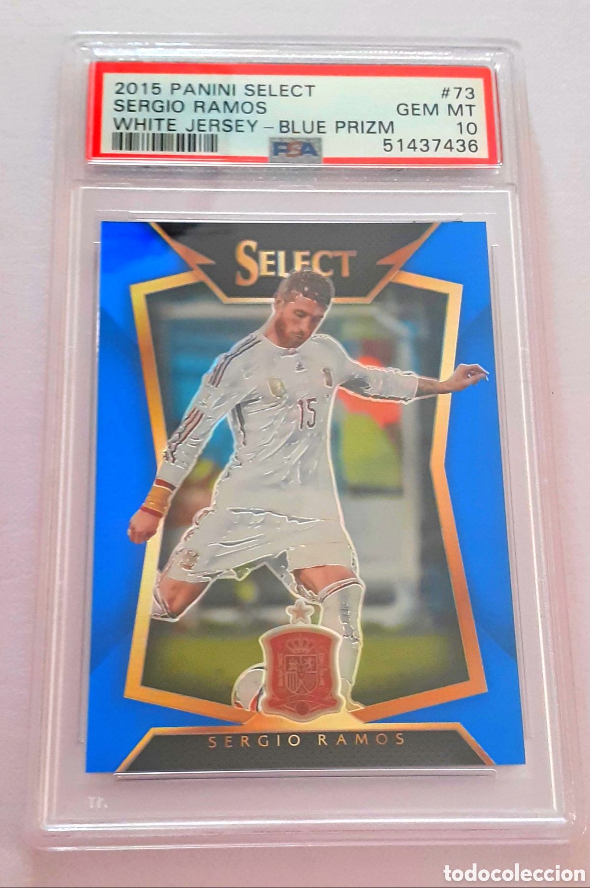 Cromos de F&uacute;tbol: 2015-16 Panini Select Sergio Ramos Blue Prizm 100/299 PSA 10 GEM MINT
