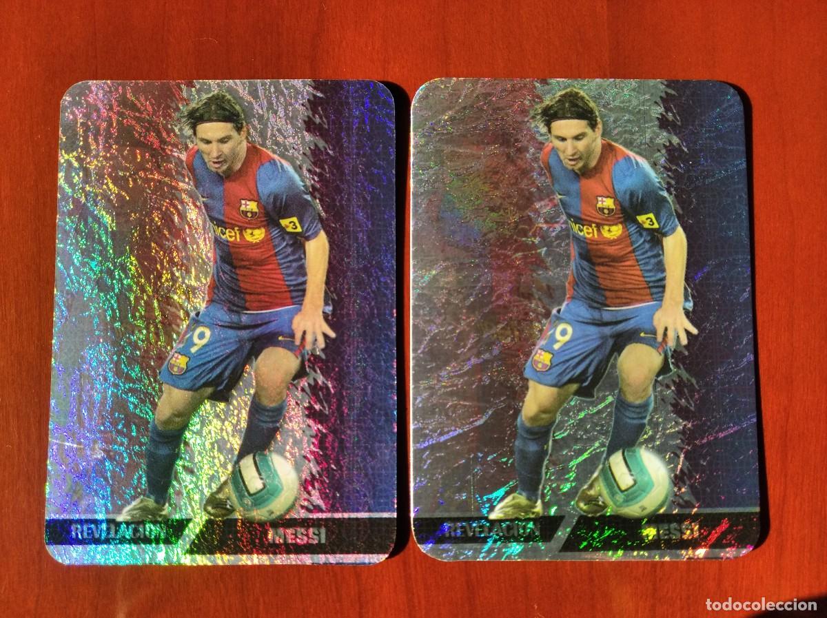 Cromos de F&uacute;tbol: Mundicromo 2008,F.C.Barcelona,Messi (Revelaci&oacute;n 2007,Jaspeado Horizontal y Vertical,N&deg;542).