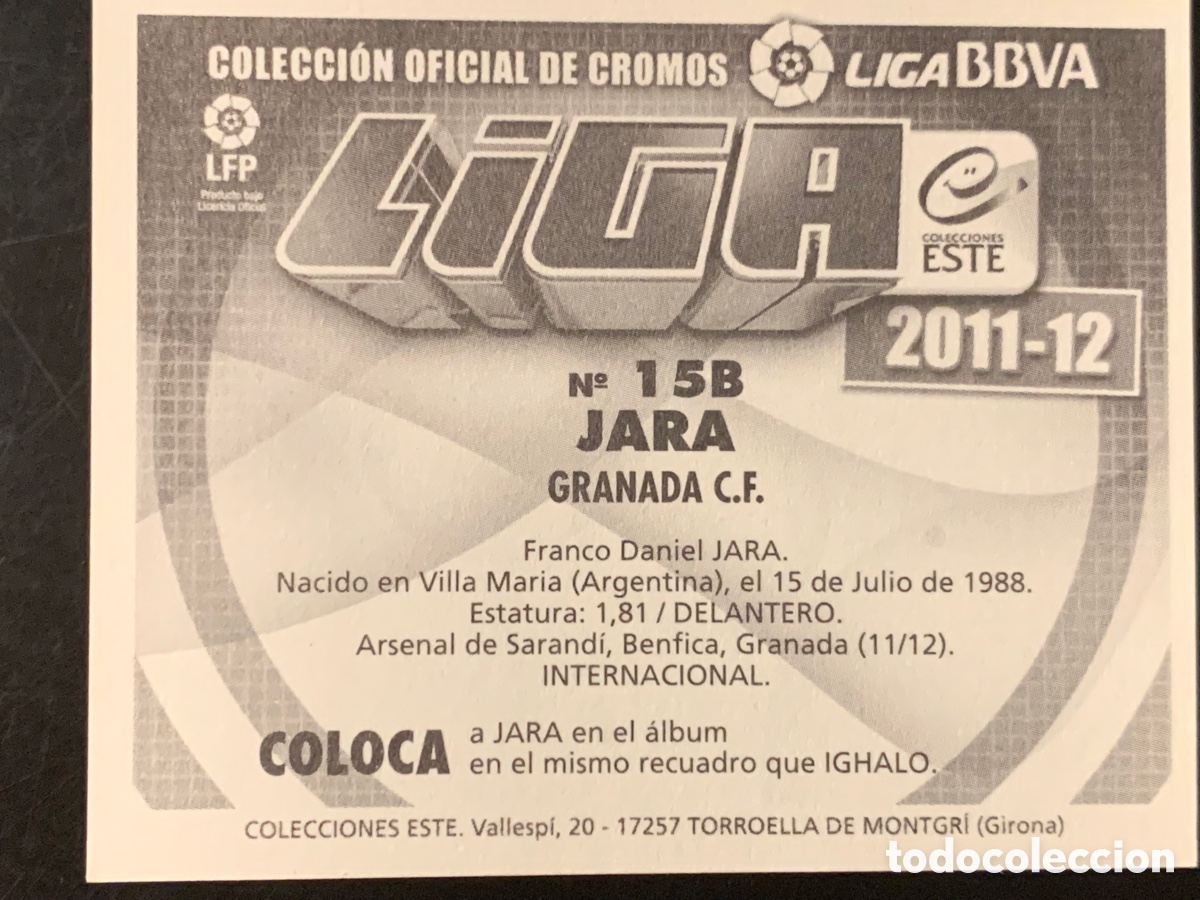 Cromos de f&uacute;tbol: Jara Granada Liga Este 2011/12 - Foto 2