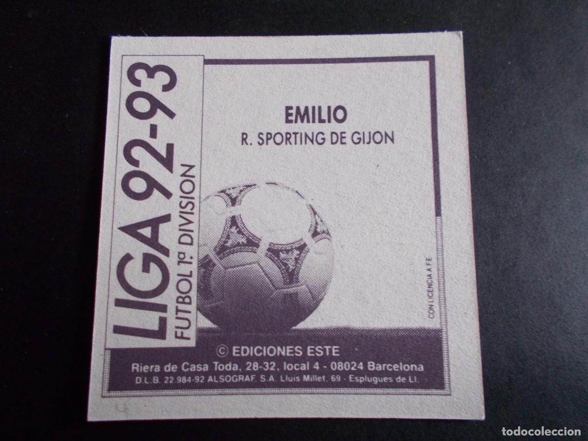 Cromos de f&uacute;tbol: ESTE 92-93 BAJA EMILIO SPORTING SIN PEGAR - Foto 2
