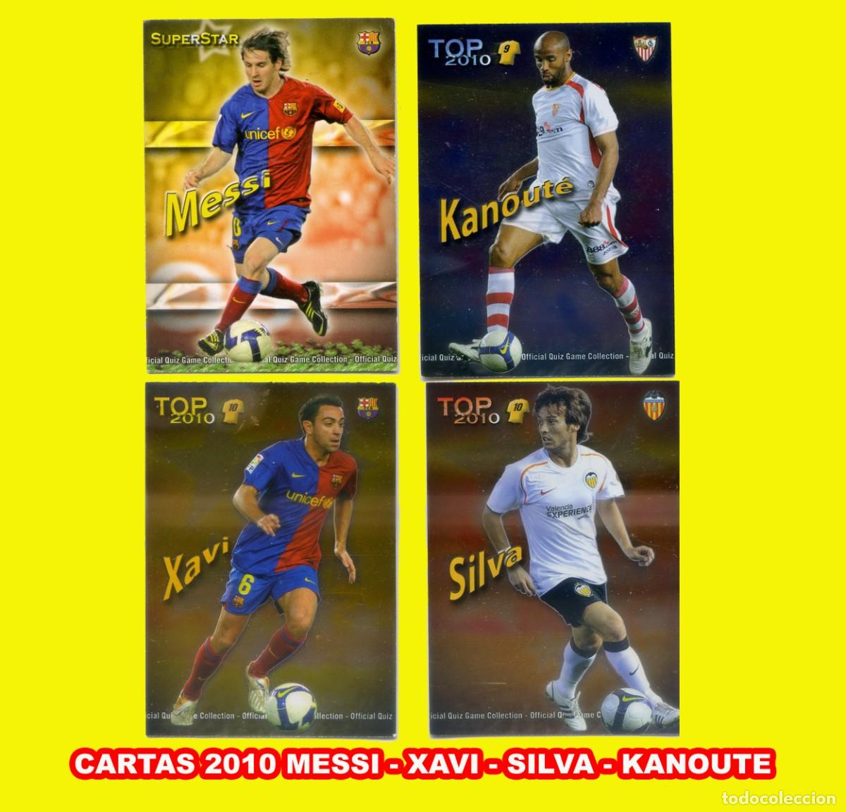 Figurine di Calcio: CARTAS FUTBOL 2010 DE MESSI - SILVA - XAVI - KANOUTE