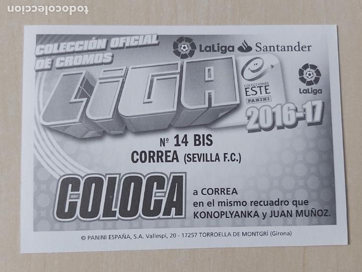 Cromos de f&uacute;tbol: EDICIONES ESTE 2016 17 COLOCA CORREA - CROMO SIN PEGAR - - Foto 2