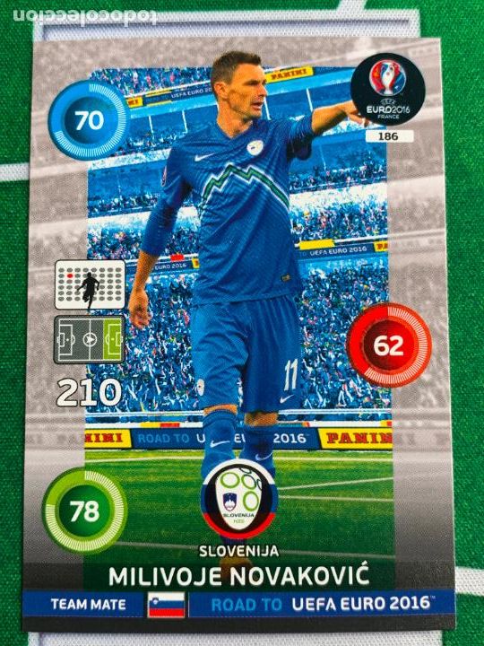 Cartes &agrave; collectionner de Football: 186. Milivoje Novaković (Slovenija) Panini Road to UEFA Euro 2016 France Adrenalyn XL