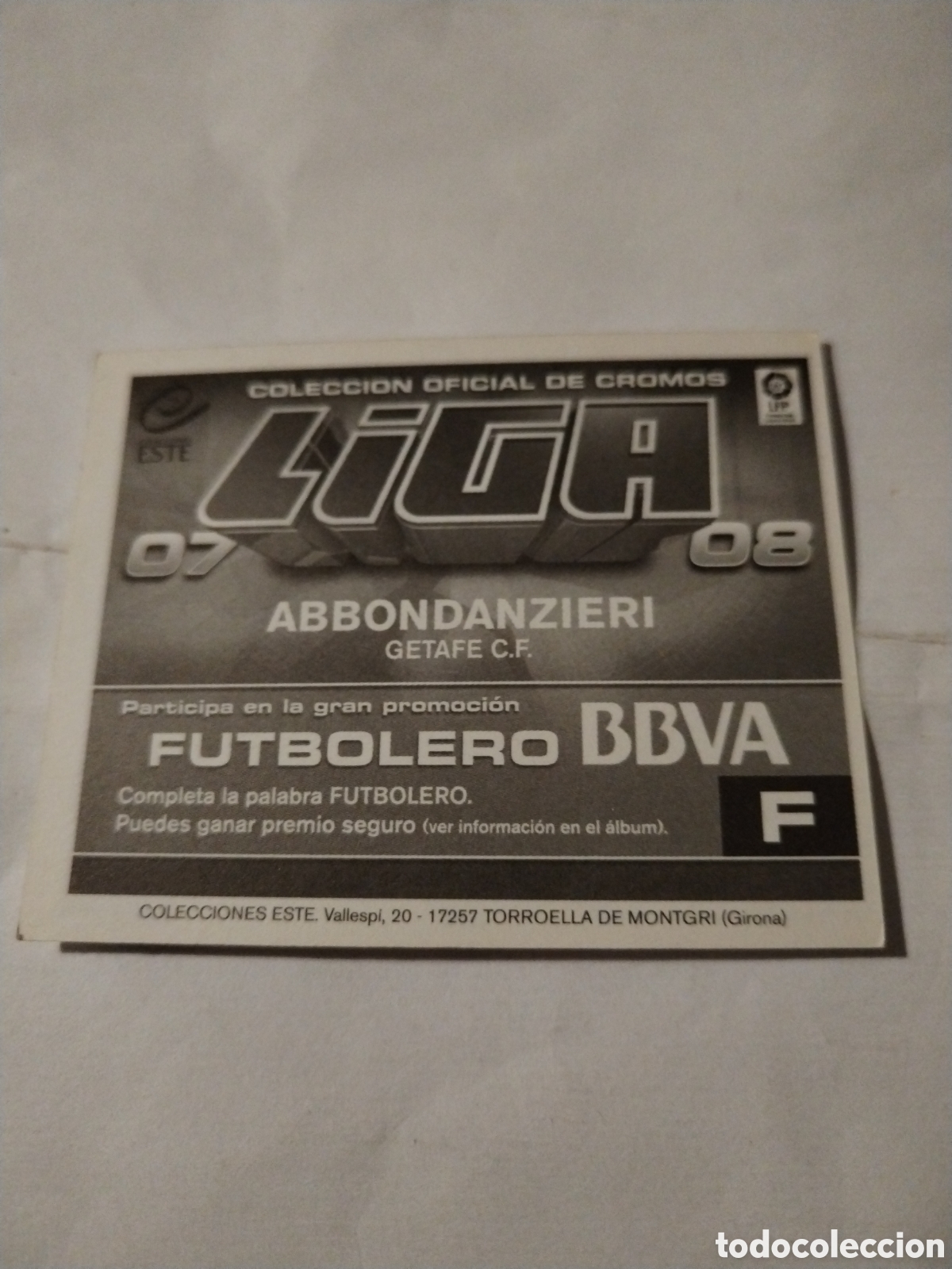 Cromos de f&uacute;tbol: Liga 2007 2008 ediciones este getafe abbondanzieri - Foto 2