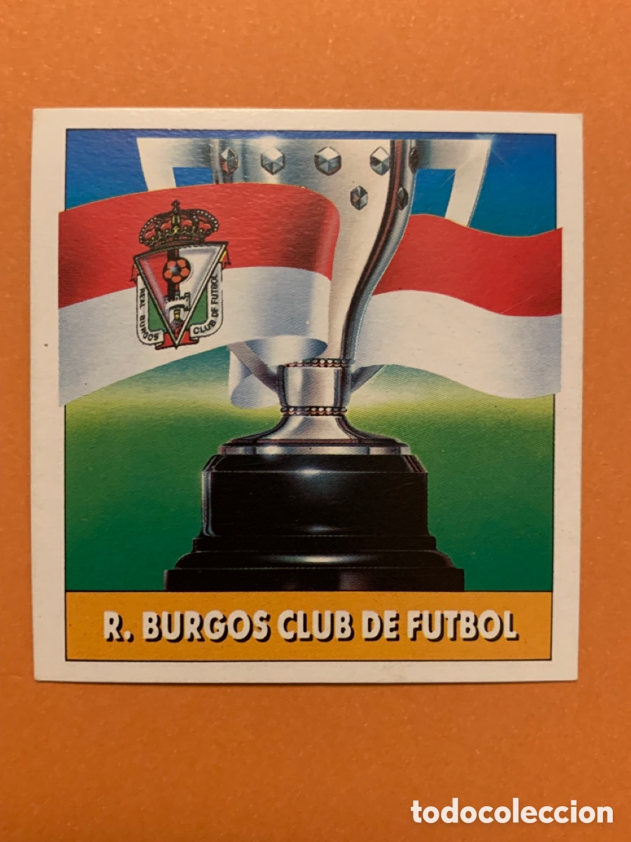 Fu&szlig;ball-Sticker: Escudo y bandera Burgos 92 93. Liga Este 1992 1993. SIN PEGAR