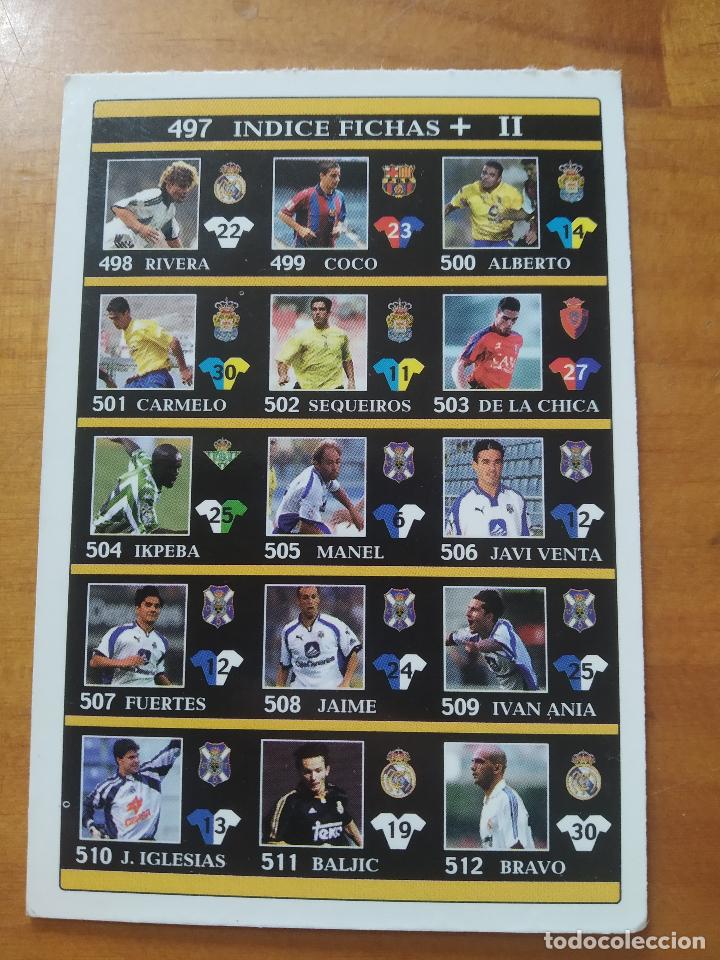Cromos de F&uacute;tbol: MUNDICROMO FICHAS DE LA LIGA 2002 - N&ordm; 497 - INDICE FICHAS (Y1)