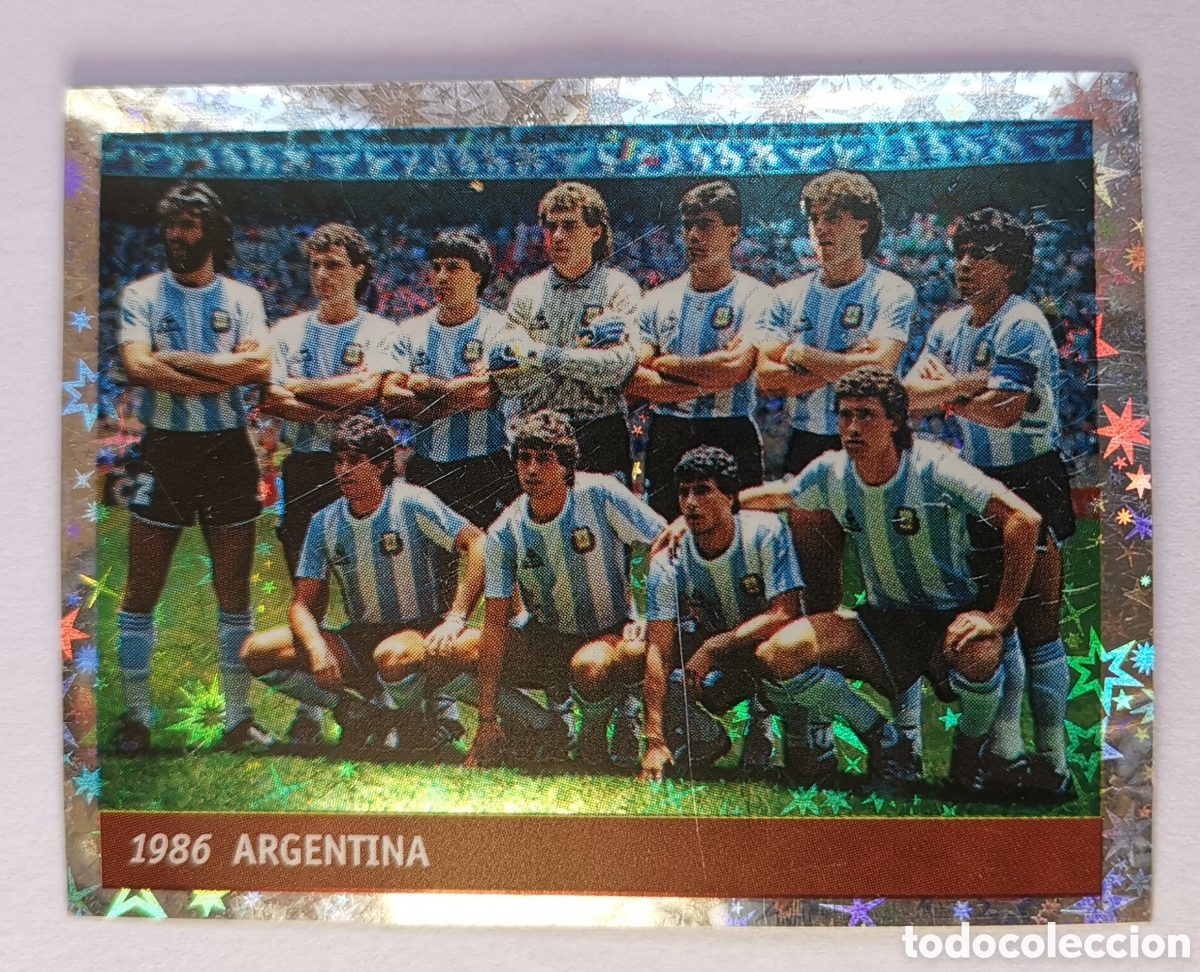 Cromos de F&uacute;tbol: Cromo 12 Selecci&oacute;n Argentina 1986 Incluye Maradona - F&uacute;tbol World Cup France 98 DS