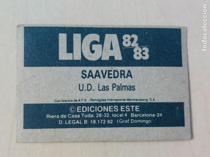 Cromos de f&uacute;tbol: EDICIONES ESTE 82 83 - SAAVEDRA - CROMO - LAS PALMAS - Foto 2