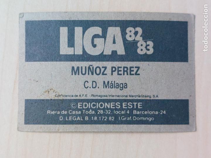 Cromos de f&uacute;tbol: EDICIONES ESTE 82 83 - MU&Ntilde;OZ PEREZ - CROMO - MALAGA - Foto 2