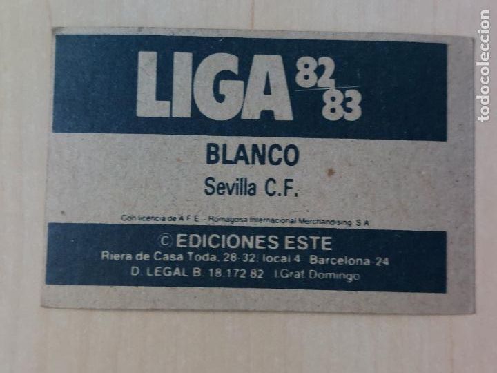 Cromos de f&uacute;tbol: EDICIONES ESTE 82 83 - BLANCO - CROMO - SEVILLA - Foto 2