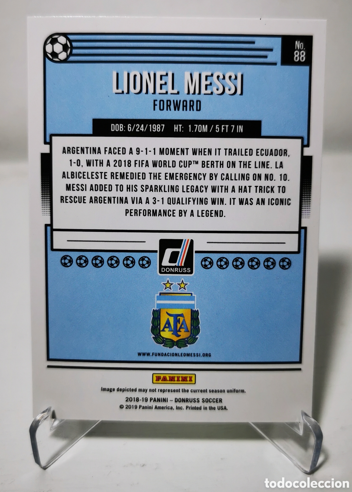 2018-19 Panini Donruss Soccer #88 Lionel Messi Argentina Official Panini  2018-2019 Futbol Trading Card