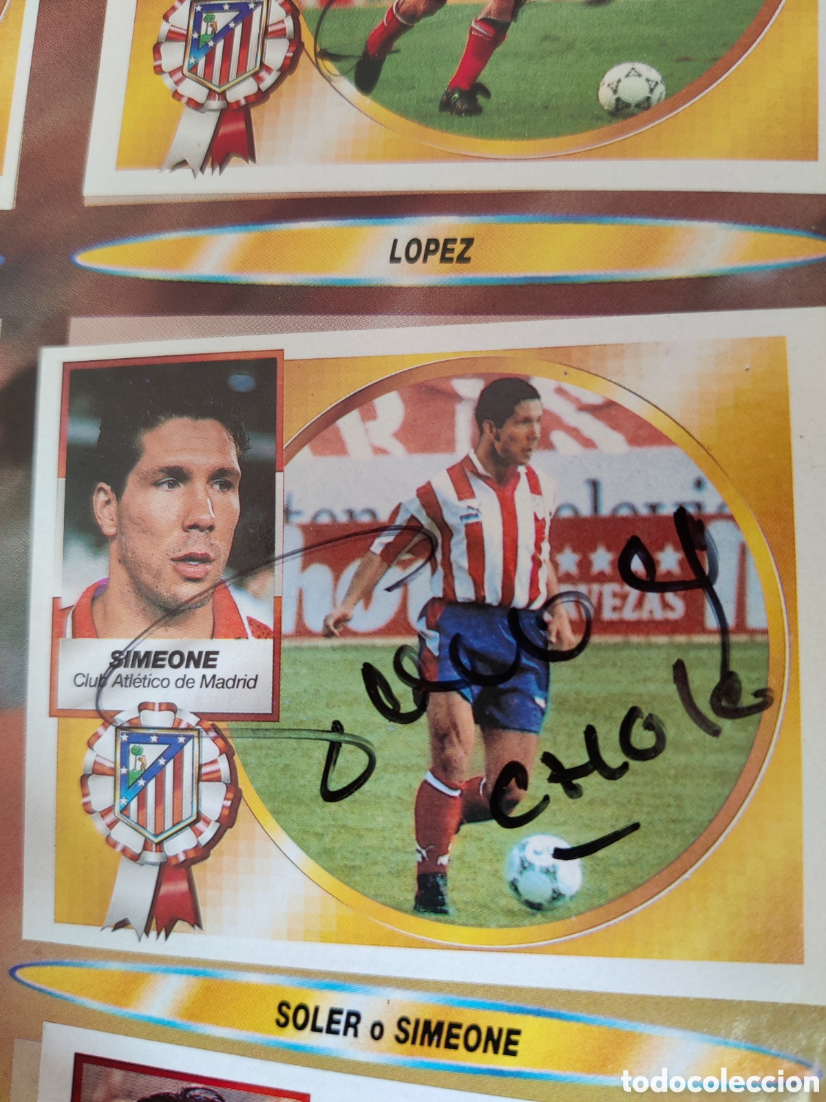 Cromos de Futebol: Simeone rookie Atl&eacute;tico de Madrid 1994 1995 94 95 firmado recortado