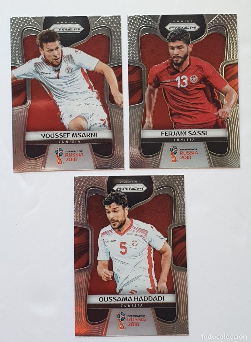 Football Stickers: 3 Cards MSAKNI-SASSI-HADDADI (Tunisia) Panini PRIZM FIFA World Cup RUSSIA 2018