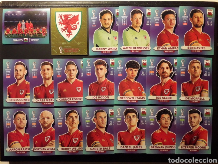 Cromos de Futebol: 20 CROMOS GALES EQUIPO COMPLETO COPA MUNDIAL DE F&Uacute;TBOL QATAR 2022 22 PANINI SIN PEGAR
